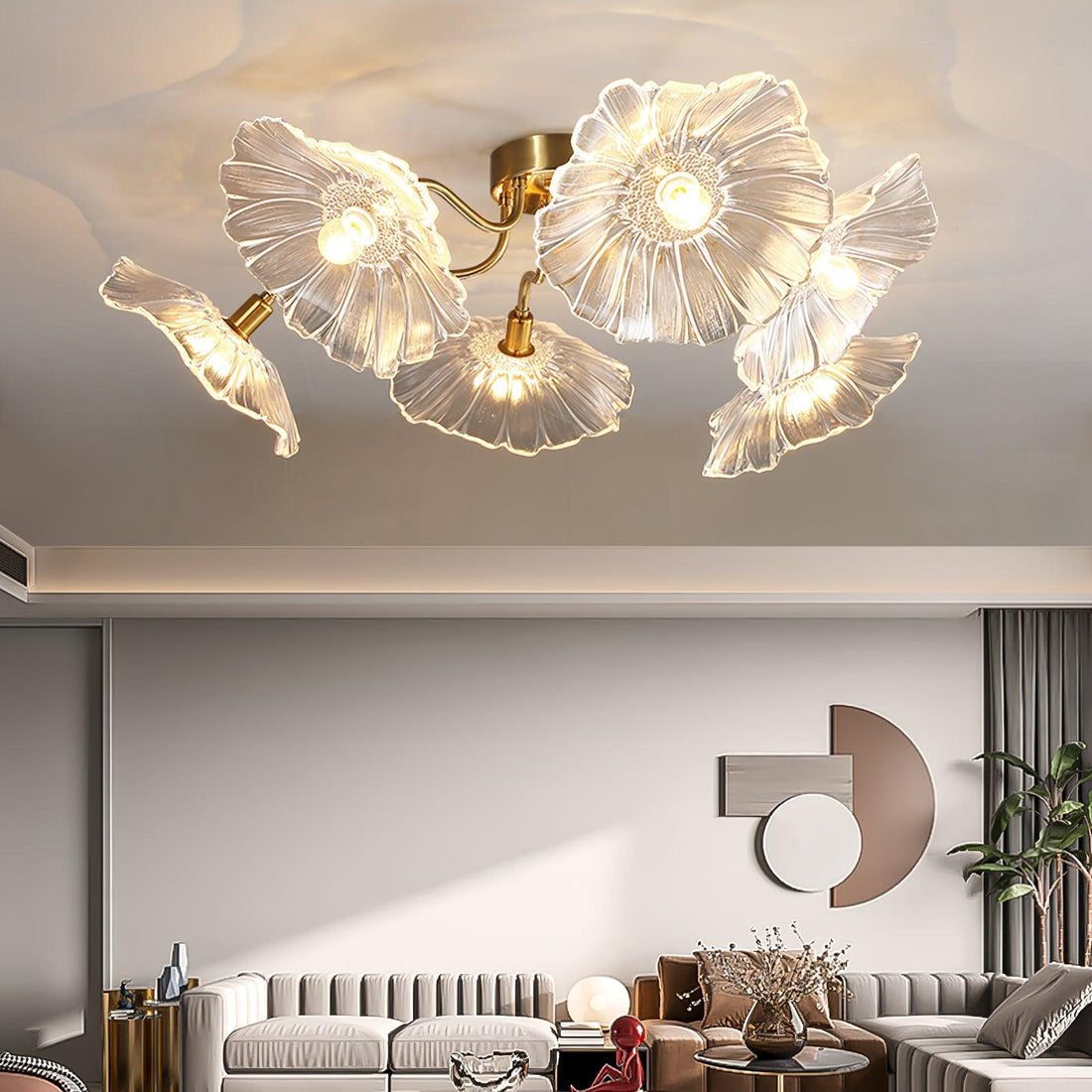 Illuminate Your Space with Elegance: The Lotus Leaf Glass Ceiling Lamp