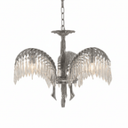 Brass Palm Leaf Crystal Chandelier