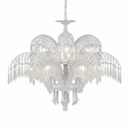 Brass Palm Leaf Crystal Chandelier