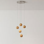 Wooden Orb Sphere Cluster Pendant Light