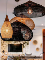 Braided Rattan Swag Pendant Lamp