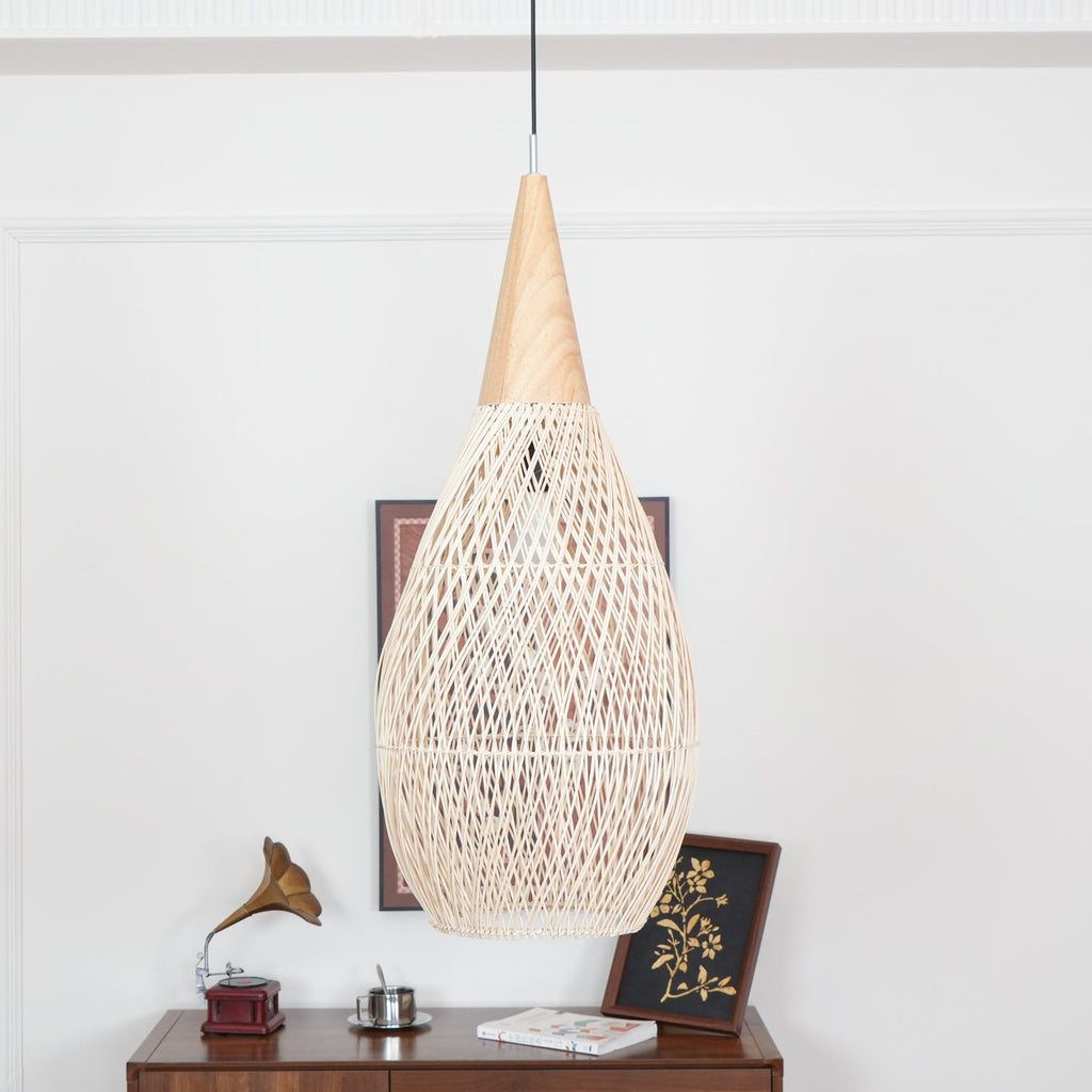 Braided Rattan Swag Pendant Lamp