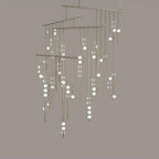 Brass Glass Drop Chandelier