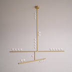 Brass Glass Drop Chandelier