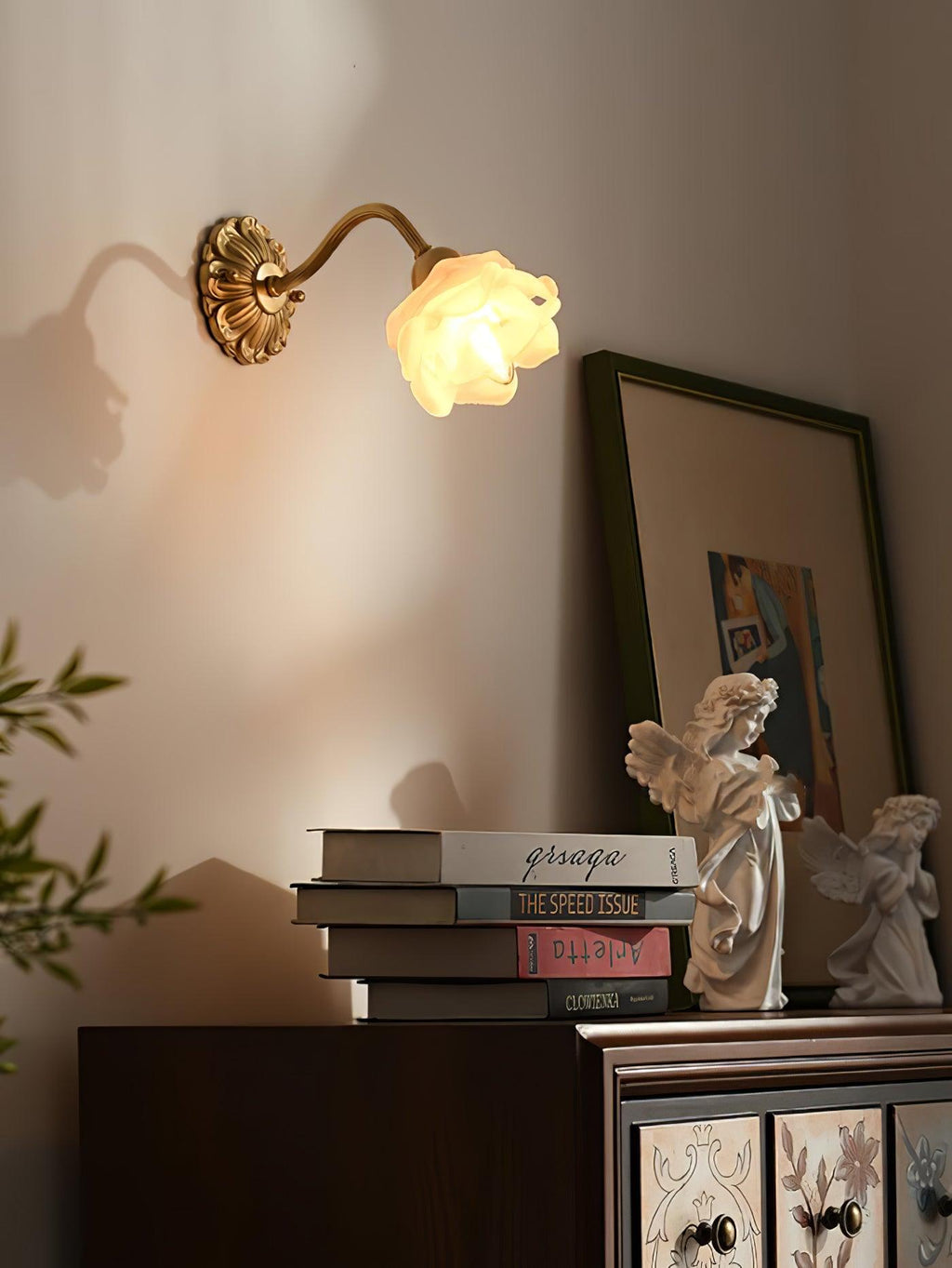 Brass Rose Wall Light