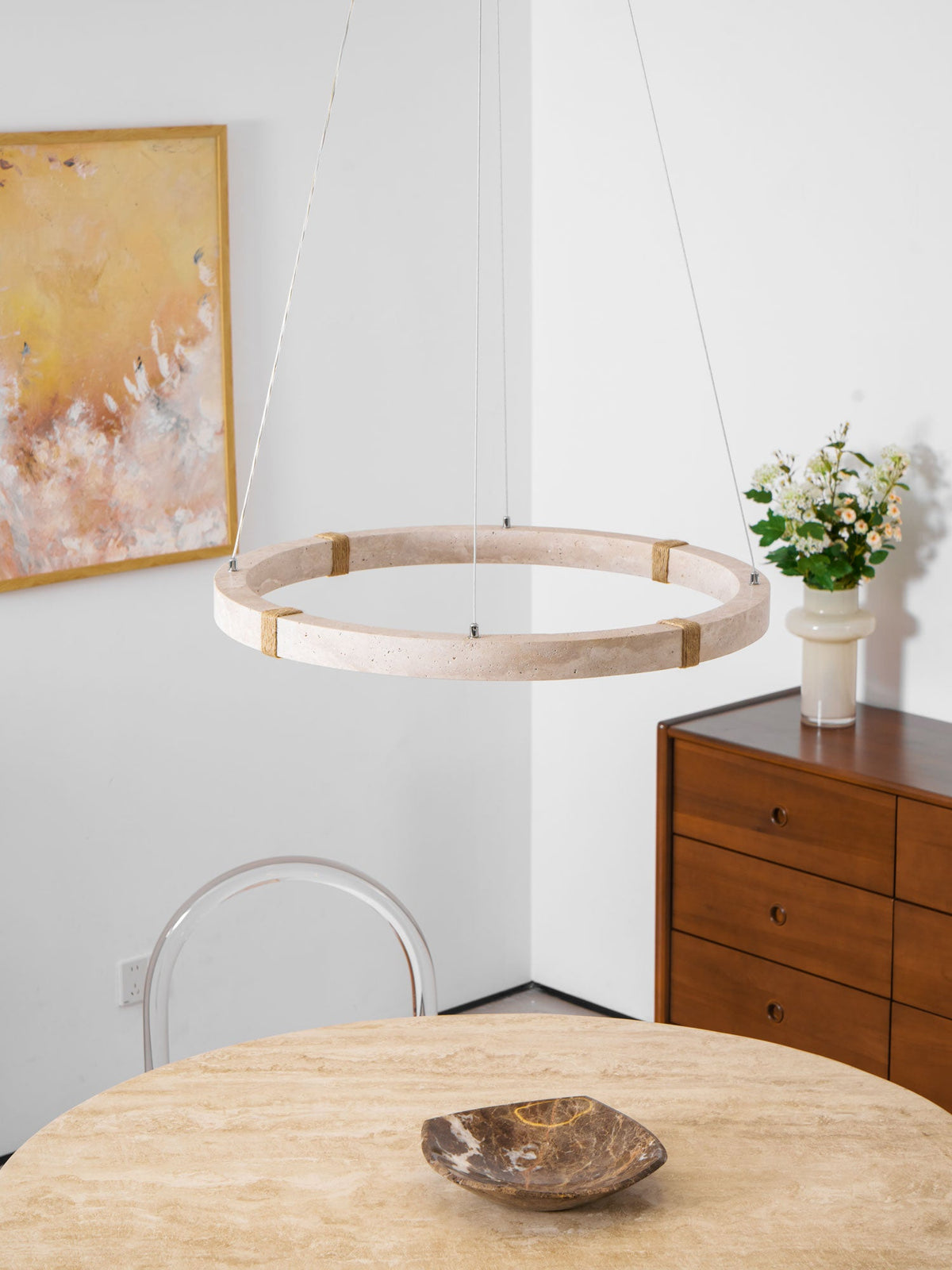 Circle Travertine Pendant Lamp