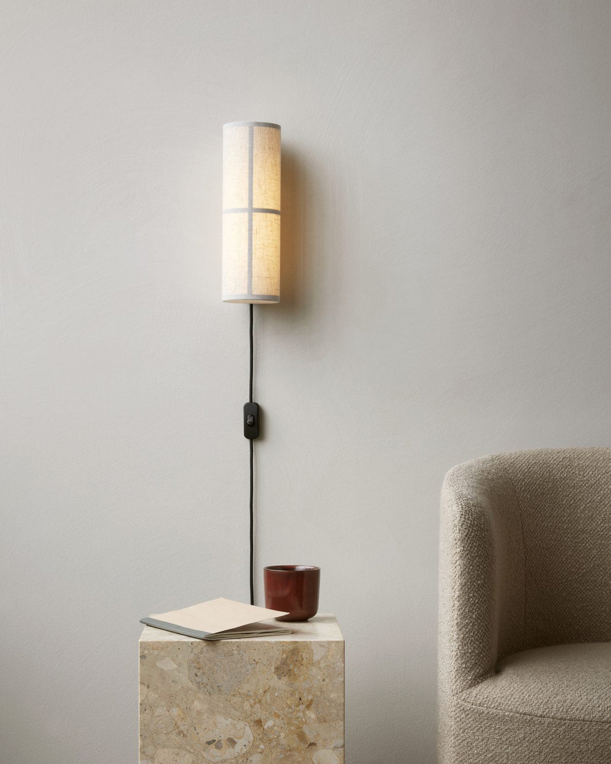 Cylinder Fabric Plug-in Wall Lamp
