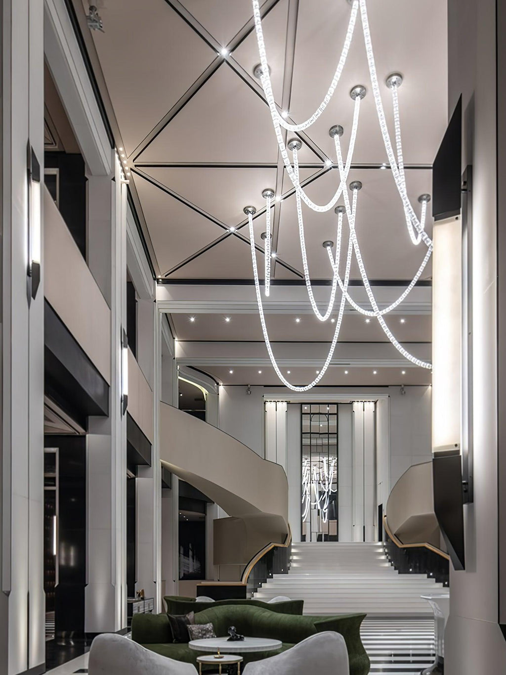 The Gabriel Curved LED Chandelier | Custom Size & Made-to-Order Lighting for Luxury Homes & Commercial Spaces