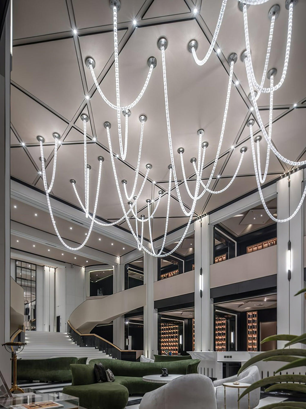 The Gabriel Curved LED Chandelier | Custom Size & Made-to-Order Lighting for Luxury Homes & Commercial Spaces