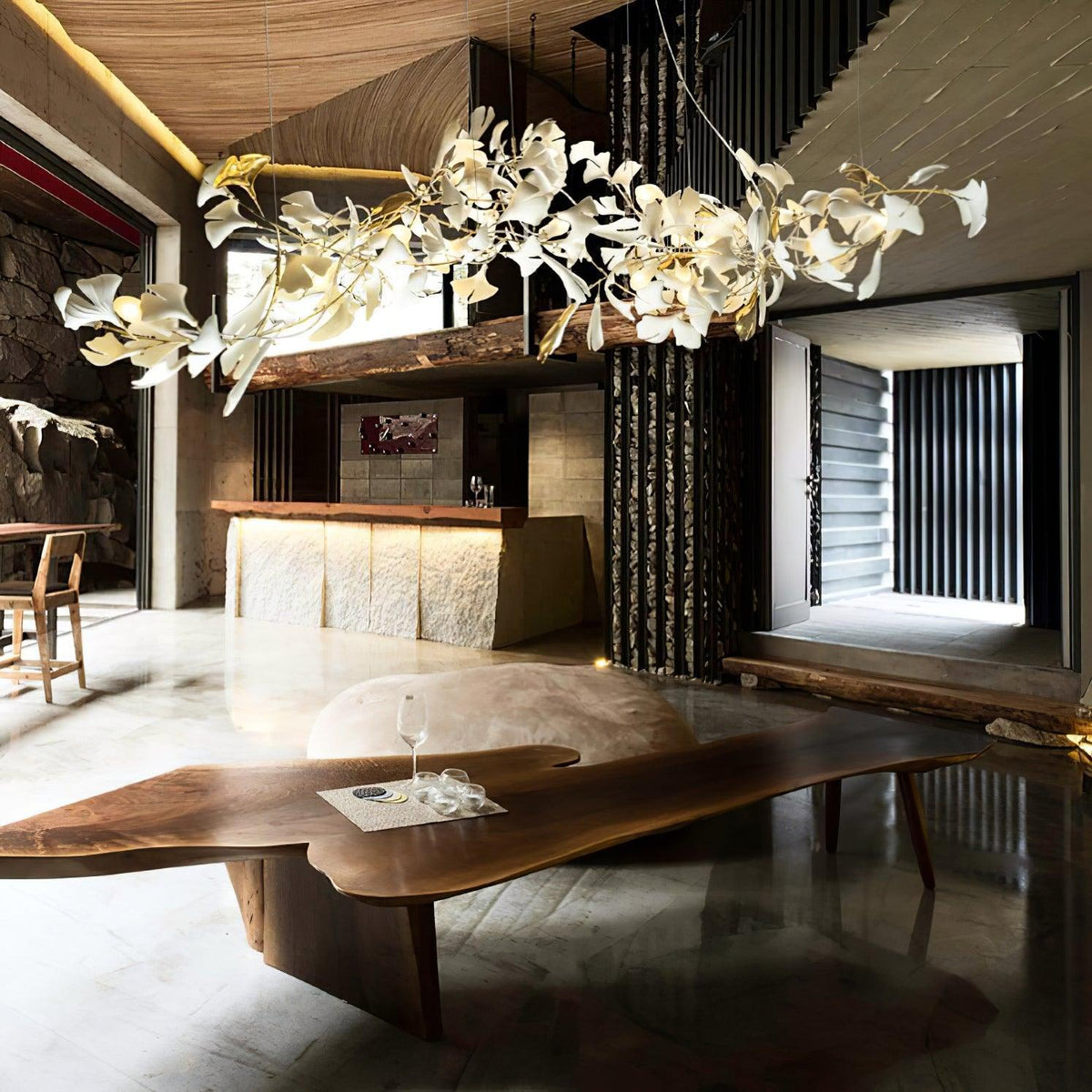 Double Layer Combination Gingko Chandelier