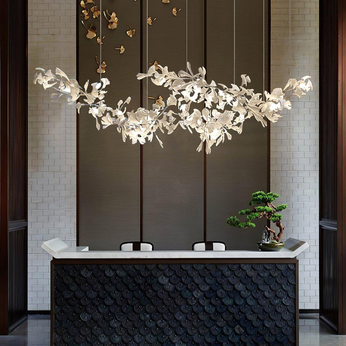 Double Layer Combination Gingko Chandelier