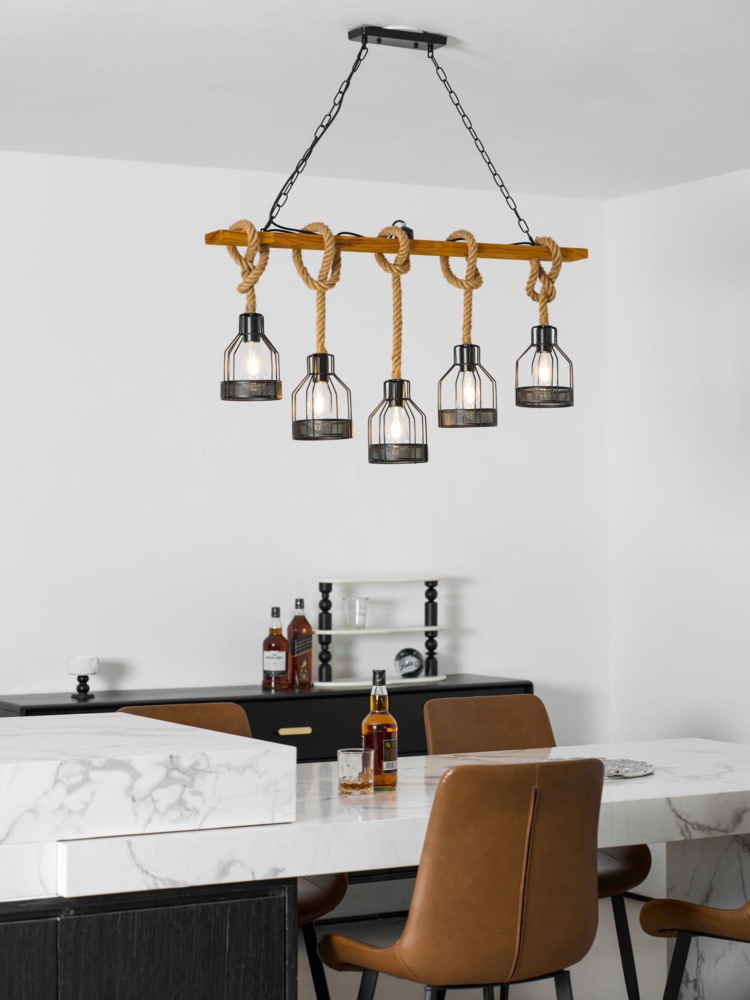 Hemp Rope Industrial Grenade Chandelier