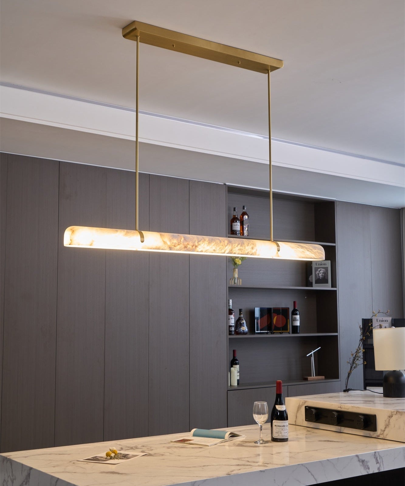 Linear Alabaster Chandelier