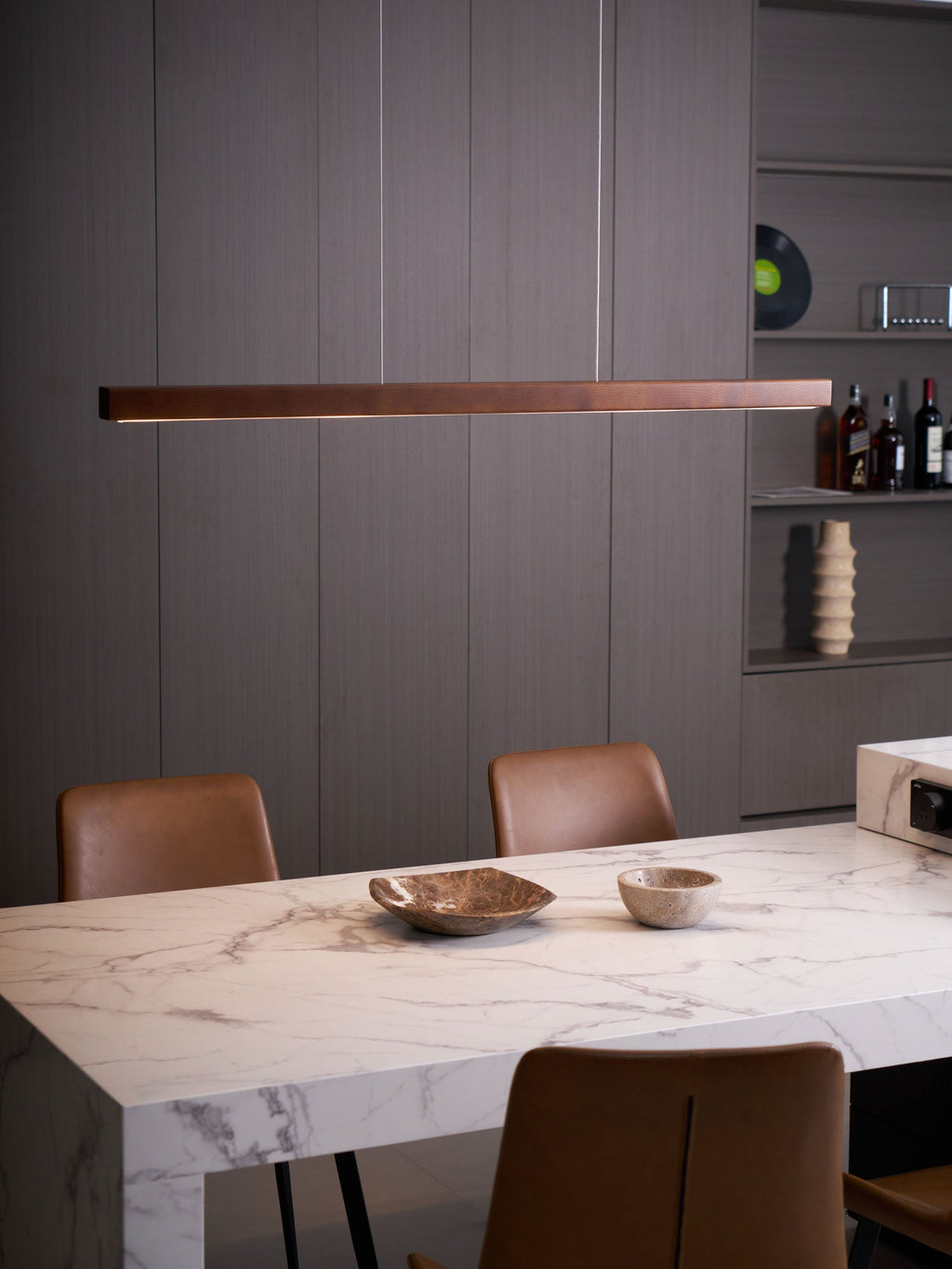 Linear Wooden Pendant Light