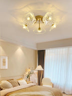 Glass Ceiling Lamp with Lotus Leaf Design