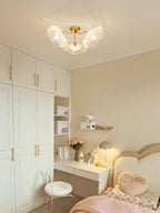 Glass Ceiling Lamp with Lotus Leaf Design