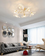 Glass Ceiling Lamp with Lotus Leaf Design