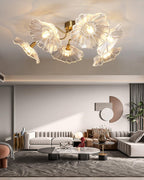 Glass Ceiling Lamp with Lotus Leaf Design