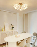 Glass Ceiling Lamp with Lotus Leaf Design