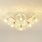 Glass Ceiling Lamp with Lotus Leaf Design