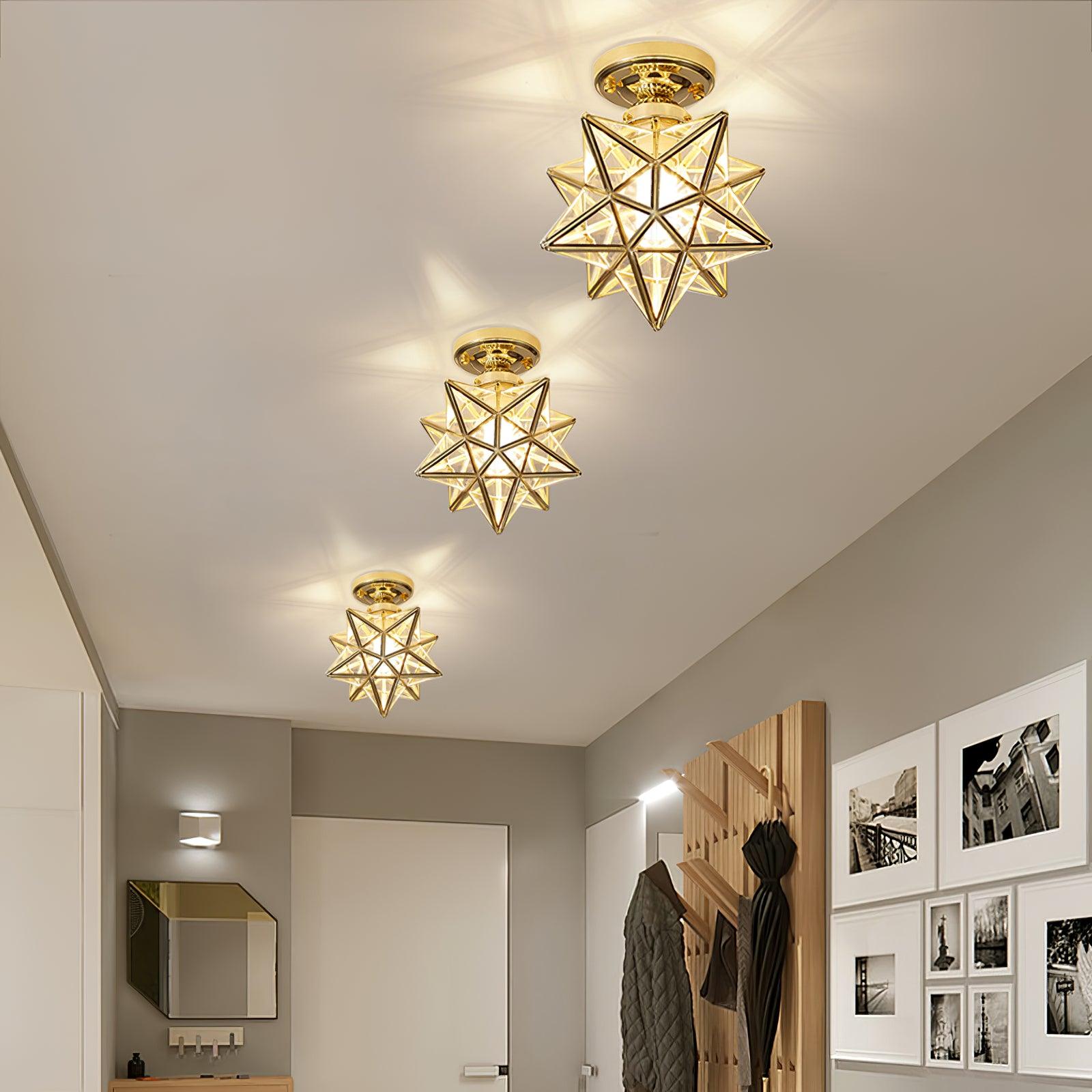 Brass Star Ceiling Light 7.9 Inch