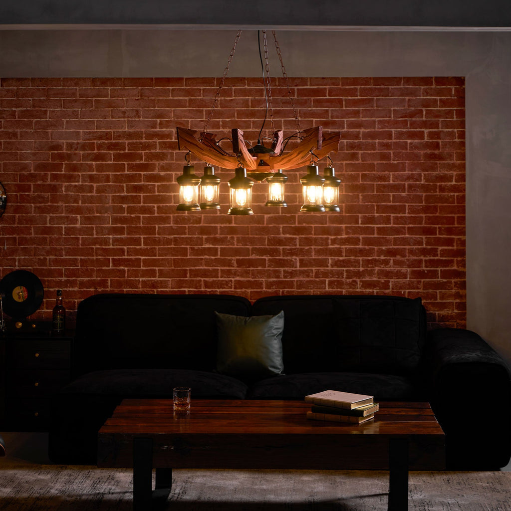 Nautical Industrial Style Wooden Chandelier