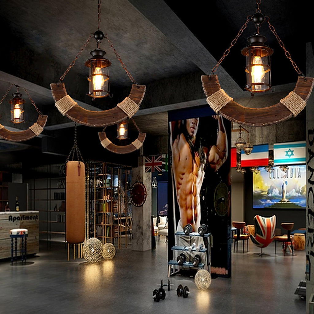 Nautical Industrial Style Wooden Chandelier