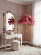 Ostrich Feather Brass Floor Lamp