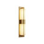 Rectangular Alabaster Brass Wall Sconce