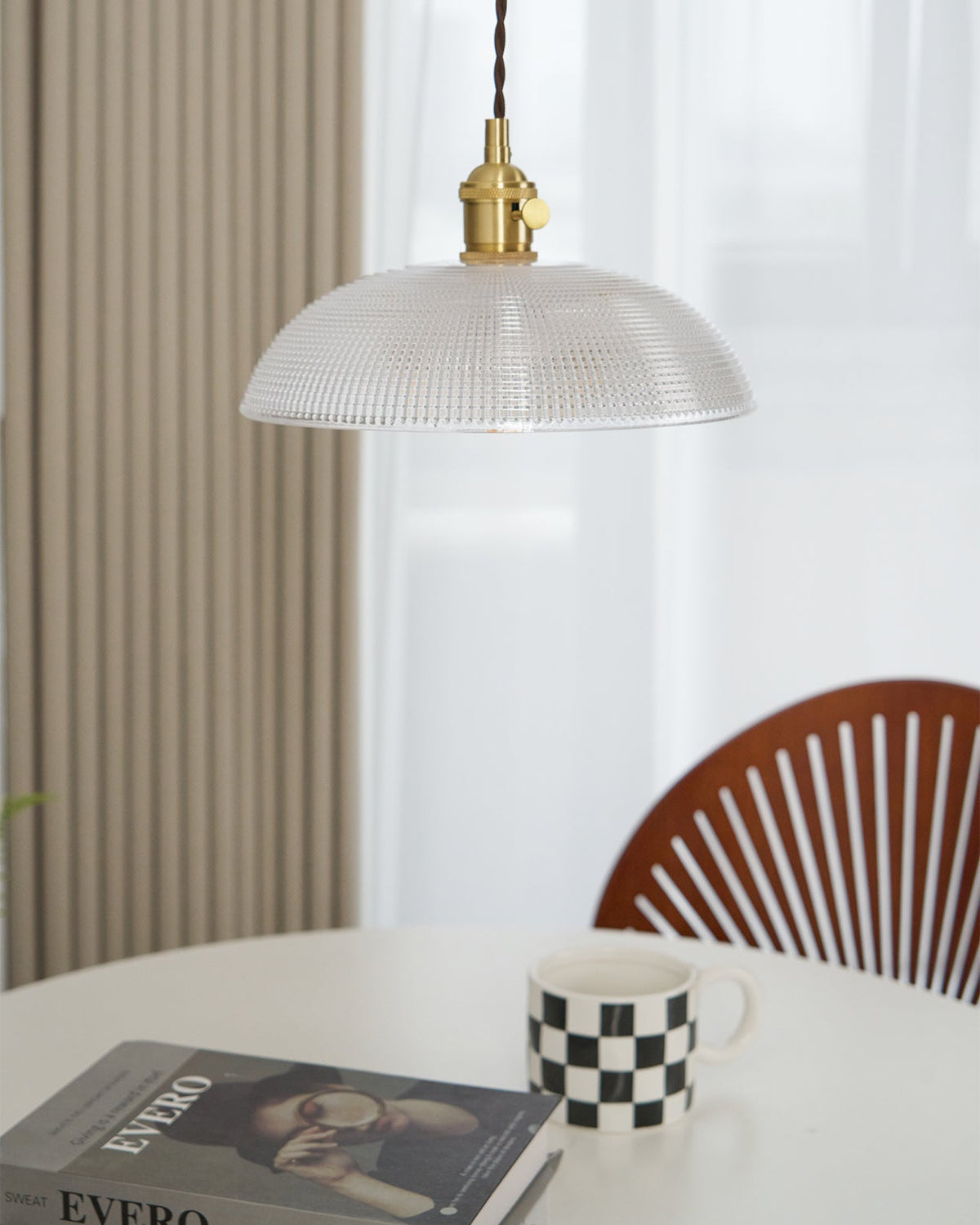 Ribbed Spiral Pendant Light
