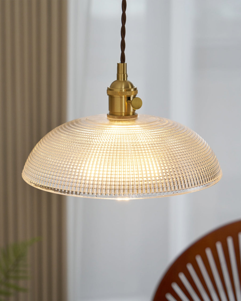Ribbed Spiral Pendant Light