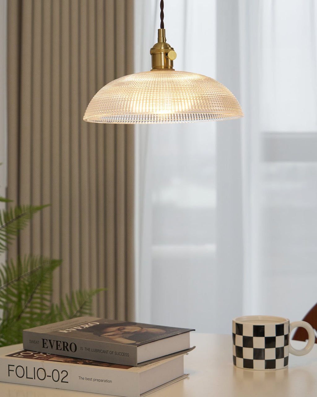 Ribbed Spiral Pendant Light