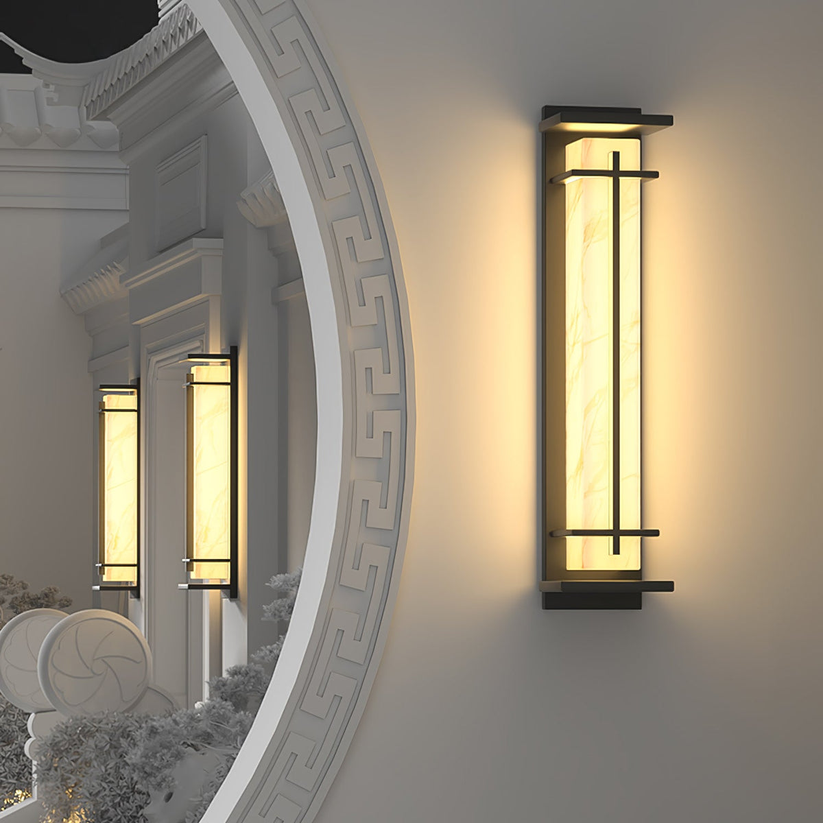 Square Outdoor Alabaster Wall Light