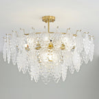 Tiered Carved Glass Chandelier