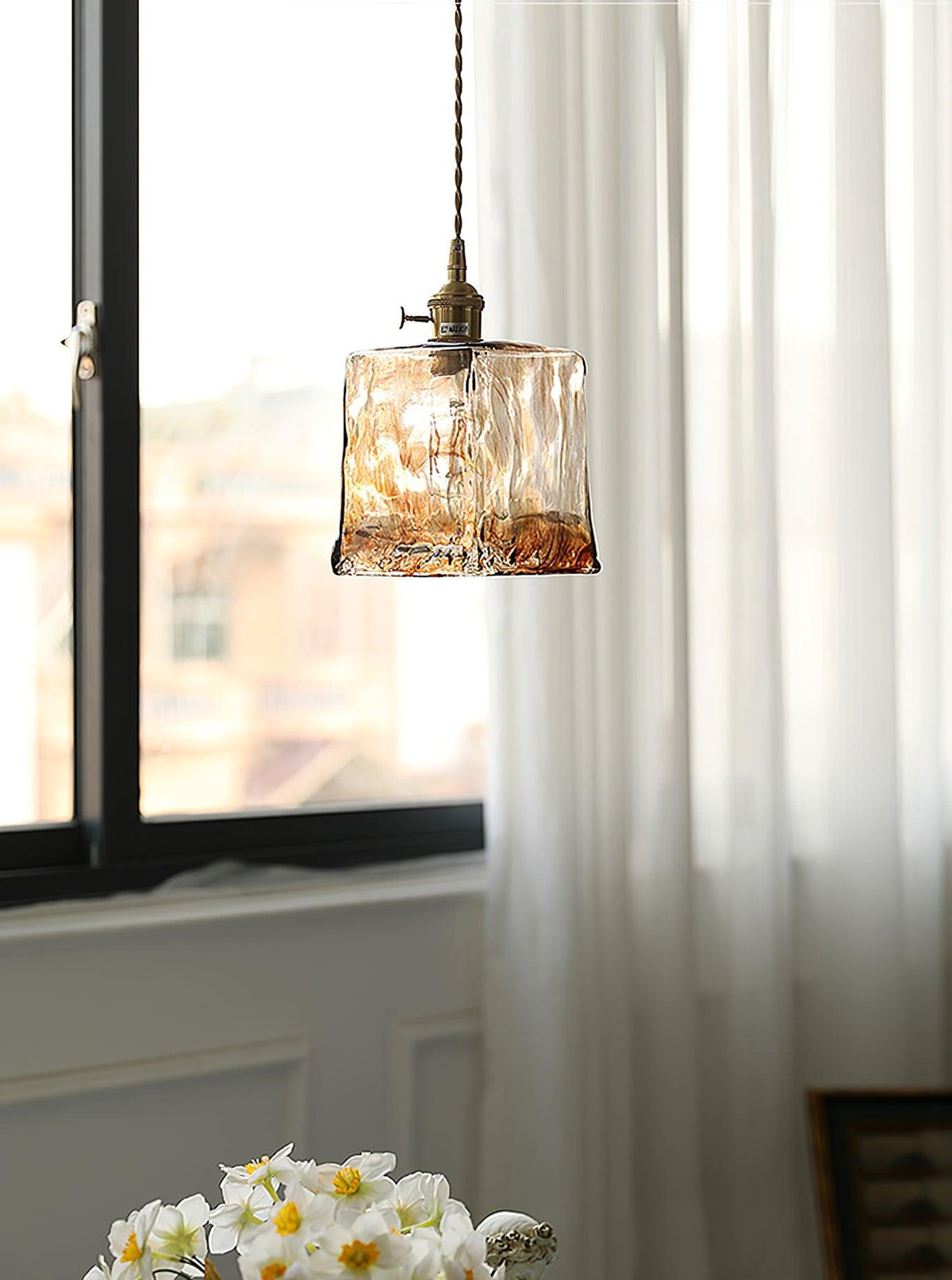 Vintage Brown Glass Pendant Light