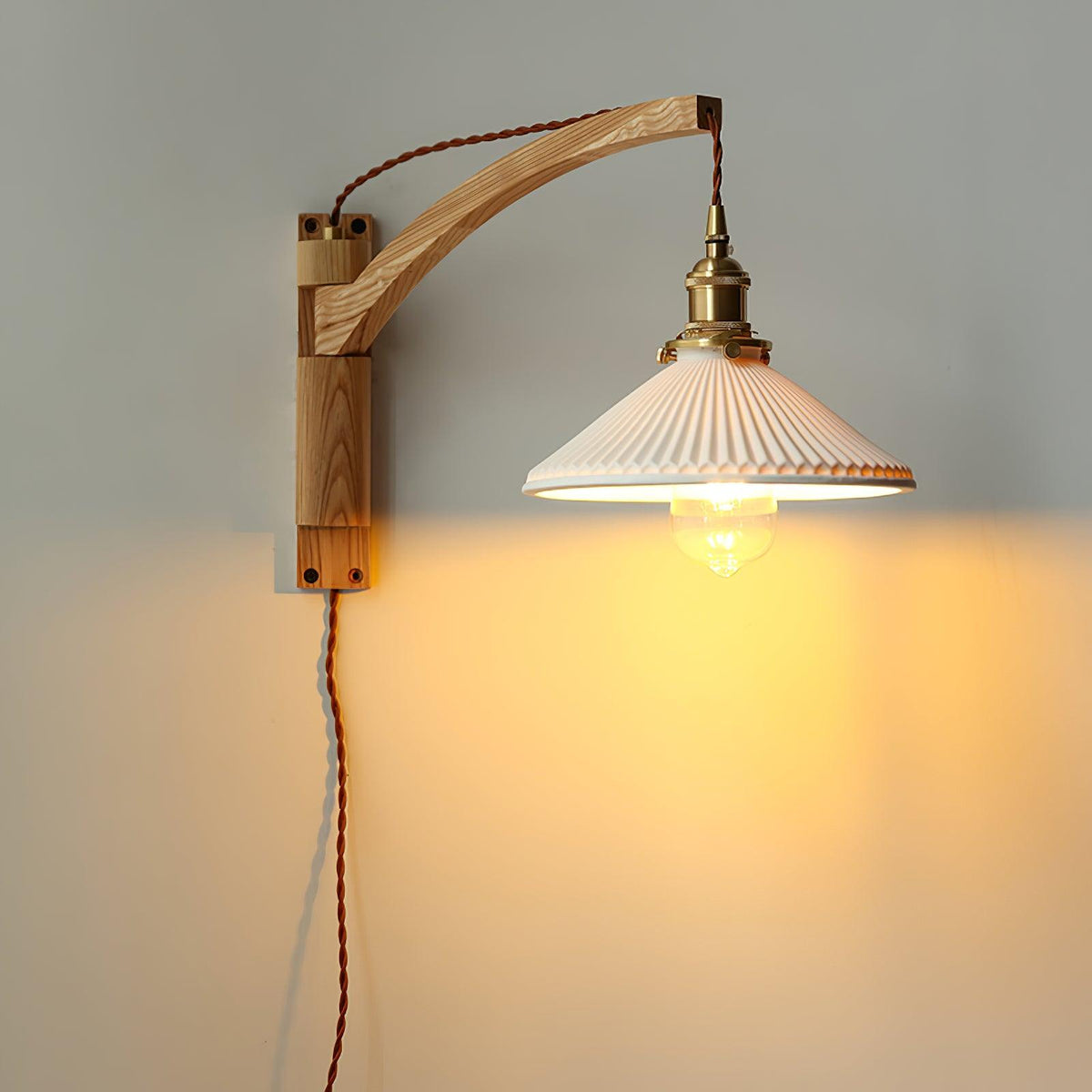 Walnut Swing Arm Wall Lamp